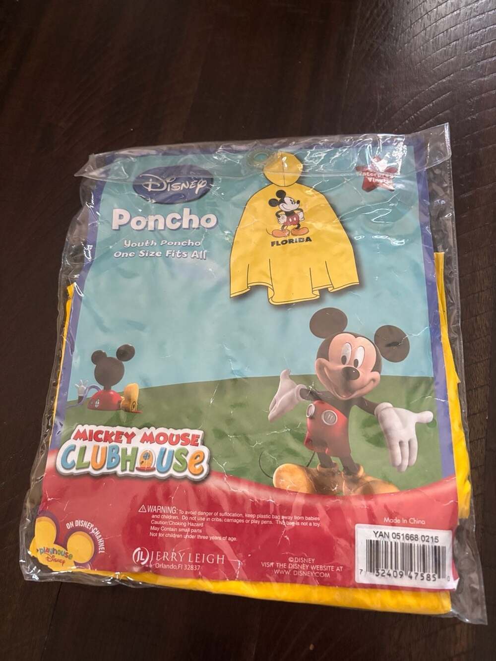 Disney Mickey Mouse Clubhouse Youth Poncho One Size Fits All Florida Yellow